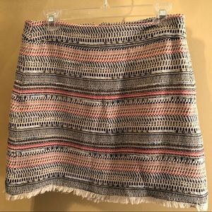 LOFT Warm Multicolored Mid-Thigh Skirt with Fringe